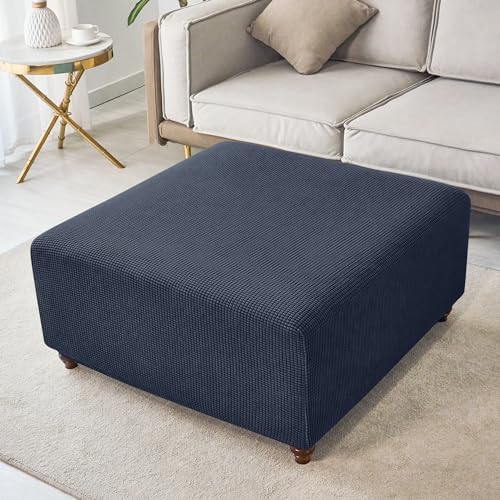 ANWUCHEN Medium Blue Stretch Jacquard Ottoman Cover