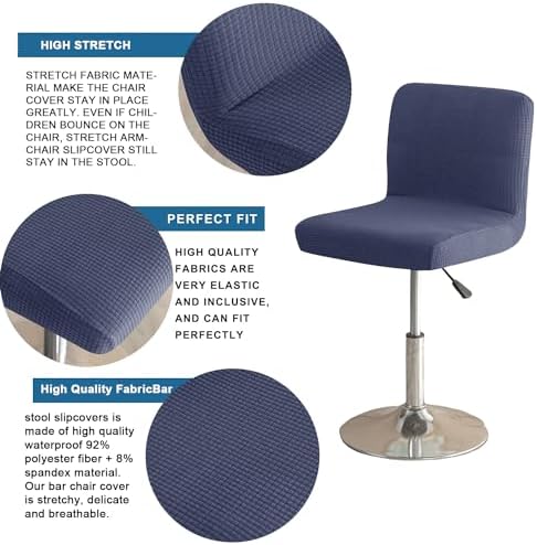 FUANGUI Bar Stool Covers with Back Waterproof Stretch Fit 4PCS Purple Textured