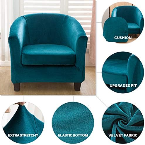 MIFXIN Velvet Green Tub Chair Slipcover 2 Piece Set