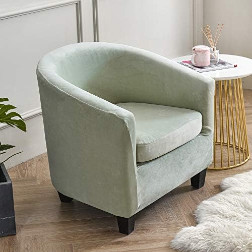 2-Piece Velvet Tub Chair Slipcover with Cushion Cover