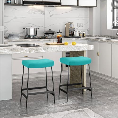 Stool Covers Rectangle Set of 4 with Elastic Band Turquoise