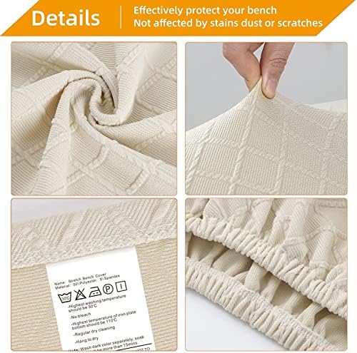 YISUN Jacquard Dining Bench Cover Stretch Washable Removable Seat Protector Beige