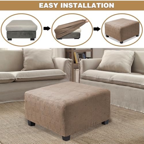 NeColorLife Large Square Ottoman Slipcover