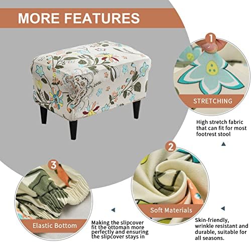 Eco-Ancheng Stretch Ottoman Slipcover for Footrest Stool