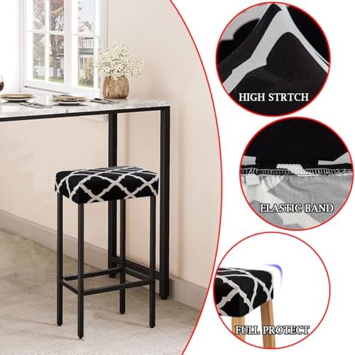 Lussenwert Stool Covers Rectangular Set of 2 with Elastic Bands Pattern 15