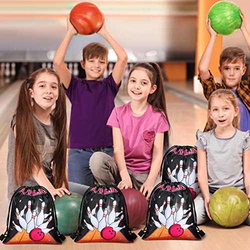 16 Pcs Bowling Style Drawstring Bags for Party Favs