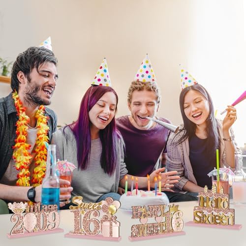 Yatufom 4 Piece Sweet 16 Birthday Centerpieces Decorations