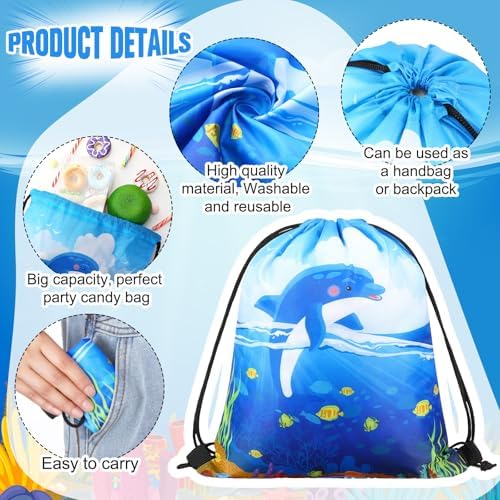 Sanwuta 36 Pcs Ocean Themed Drawstring Party Bags