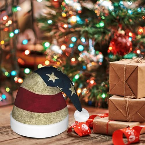American Flag Christmas Hat with LED Lights