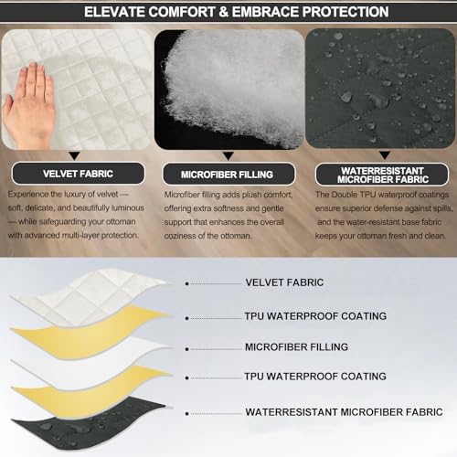NeColorLife Waterproof Square Ottoman Cover
