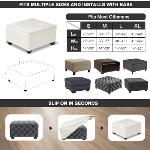 NeColorLife Waterproof Square Ottoman Cover