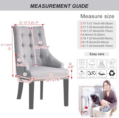 Lellen Stretch Wingback Chair Cover - 4PCS Dark Grey