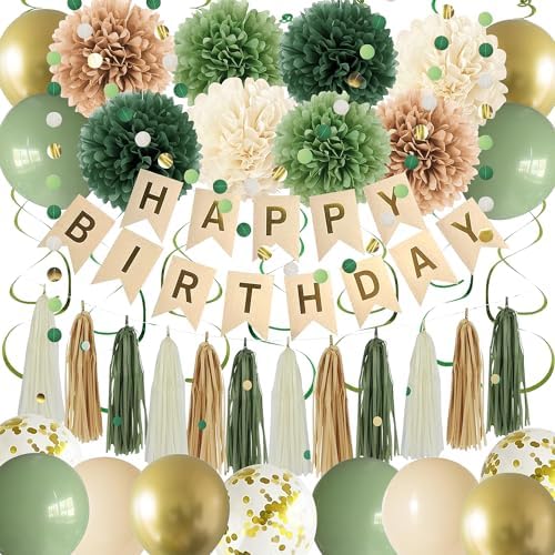 Green Birthday Party Decorations for Women Girls