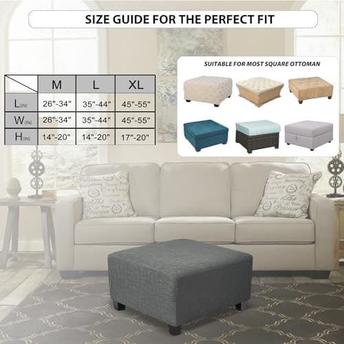 Soft Stretch Jacquard Square Ottoman Cover