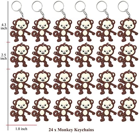 24 Pack Monkey Keyring Party Favor for Kids