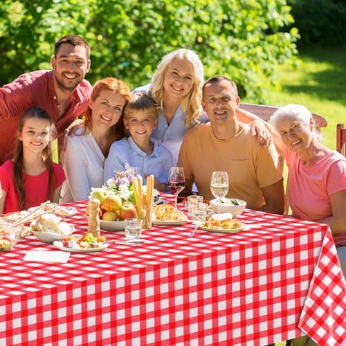 12 Pack Red White Checkered Tablecloths 54x108 Inch