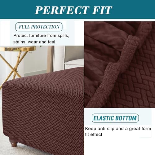 HFCNMY Square Ottoman Slipcover Stretch Jacquard Cover
