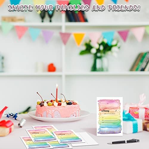 Colorful Rainbow Birthday Invitations Set of 20