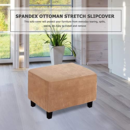 Real Velvet Plush Fabric Ottoman Cover - Stretchable Elastic Bottom