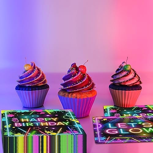 Glow Party Napkins 40Pcs Neon Birthday Supplies