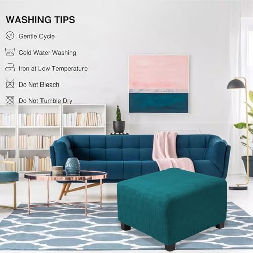 Soft Knitted Jacquard Ottoman Cover Stretch Fit for Large Square Ottoman