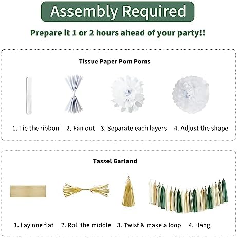 ANSOMO Birthday Banner Decorations Green Neutral