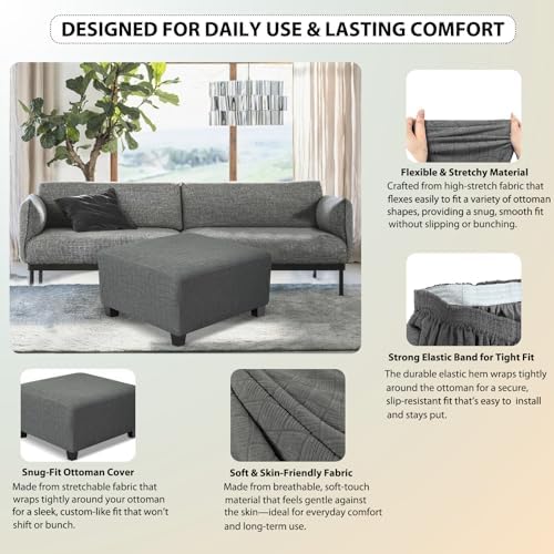 Soft Stretch Jacquard Square Ottoman Cover