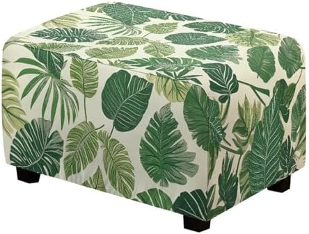 Talayituse Tropical Monstera Ottoman Cover Stretch Slipcover for Footstool and Small Ottomans
