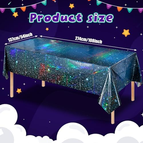 3Pcs Iridescent Blue Galaxy Tablecloths for Starry Night Parties