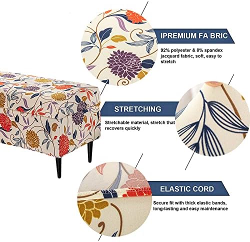 FUANGUI Storage Ottoman Cover with Elastic Bottom