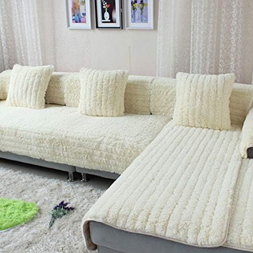 Plush Cream Sofa Slipcover Cover 43x94 Rectangular