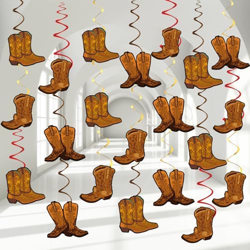 60PCS Western Cowboy Boot Hanging Decorations for Parties