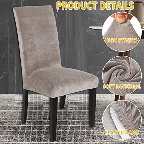 HAOYONG Velvet Dining Chair Slipcover Set 4PCS 1BenchCover