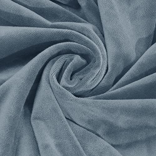 Velvet Ottoman Cover for Large Room Gray Blue Rectangular