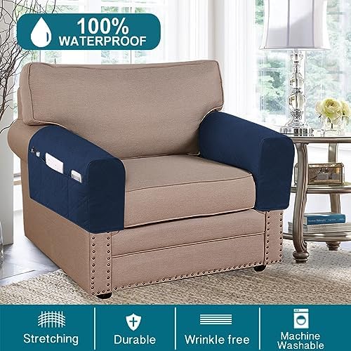 Turquoize Waterproof Armrest Covers Set of 2 Navy