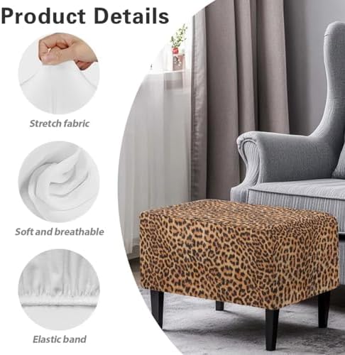 Leopard Print Stool Cover for Ottoman