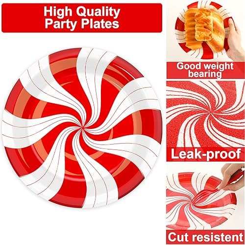 50 Piece Christmas Candy Cane Plates and Napkins Set