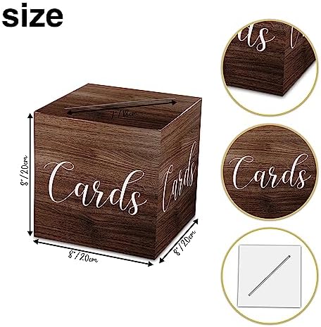 AWSICE Wood Pattern Card Box - 1 Set for Events