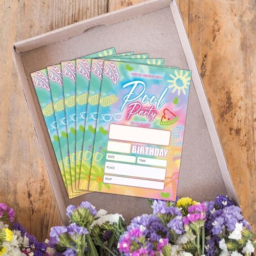 Pool Party Invitations 20 Pack with Envelopes