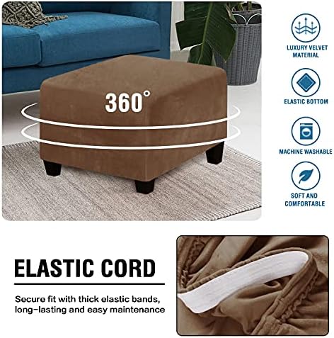 LiveGo Velvet Ottoman Cover for Living Room