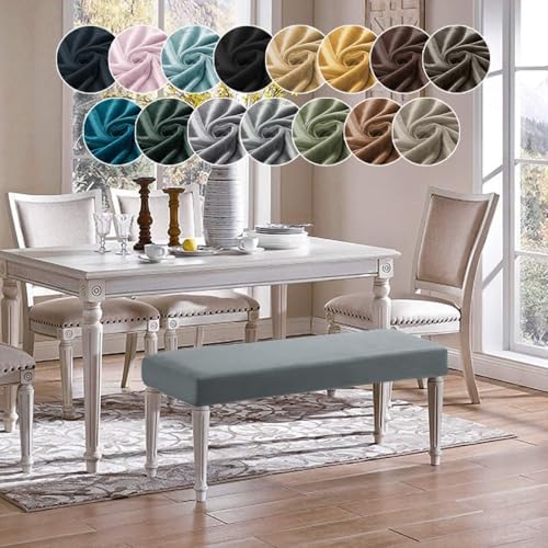 Velvet Plush Bench Covers for Dining Room Stools and Chairs Light Blue