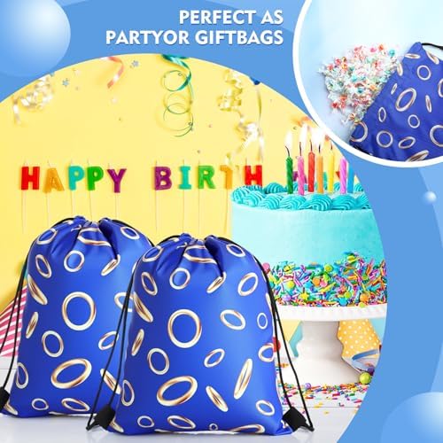 Abbylike 24 Pcs Blue and Gold Ring Party Bags