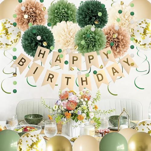 Green Birthday Party Decorations for Women Girls