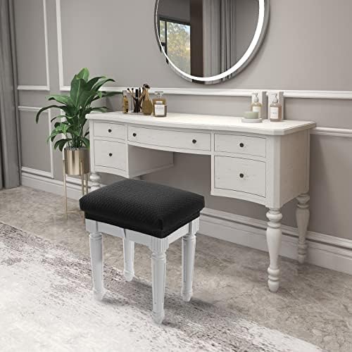 BUYUE 4 Pc Vanity Stool Bench Covers Black