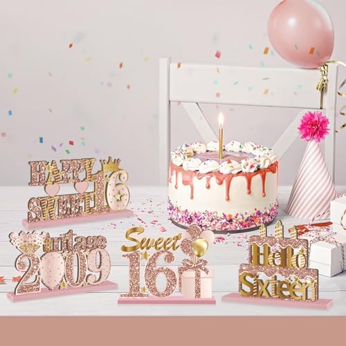 Yatufom 4 Piece Sweet 16 Birthday Centerpieces Decorations
