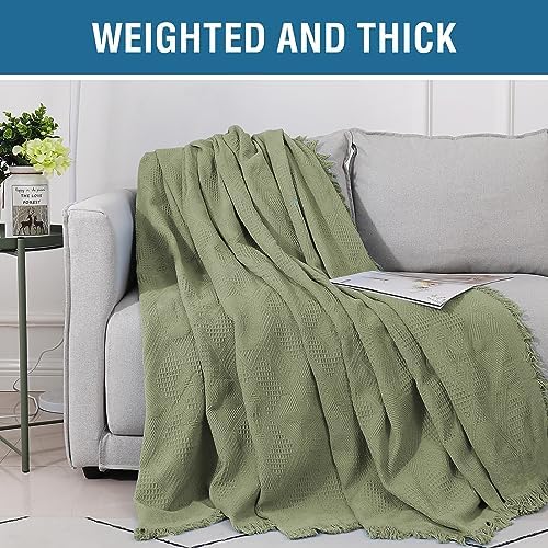 HVERSAILTEX Cotton Sofa Slipcover with Tassels XX-Large Sage
