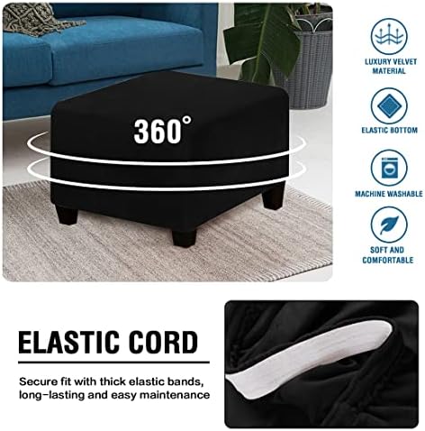 Square Ottoman Slipcover Stretch Velvet Folding Storage Stool Furniture Protector