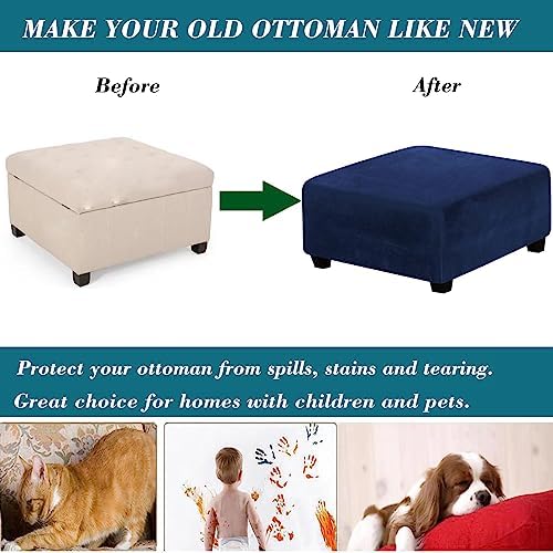 HFCNMY Stretch Velvet Ottoman Cover - Large