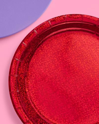 XO Fetti Holographic Red Foil Plates 25 Pack