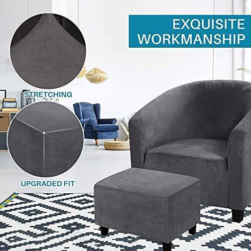 TOPCHANCES 2 Piece Club Chair and Ottoman Slipcover Set